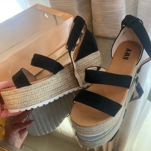 Black Espadrille Wedge Sandal